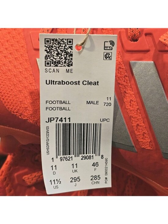 Adidas UltraBoost Football Cleats Solar Red Orange JP7411 - Men\'s Size 11.5 main image 8